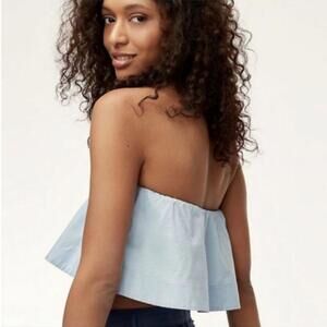 Aritzia Wilfred Bonaventure Strapless Smocked Poplin Crop Top